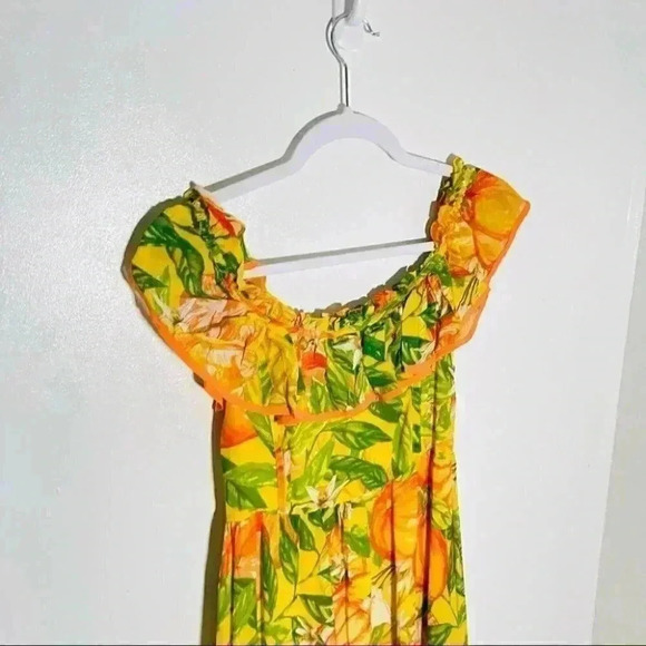 NWT FARM Rio Tangerines Off Shoulder Midi Dress - Picture 10 of 12